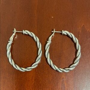 Brighton Interlok Twist Oval Leverback Hoop Earrings - Like New - 1.5” by 1.25”